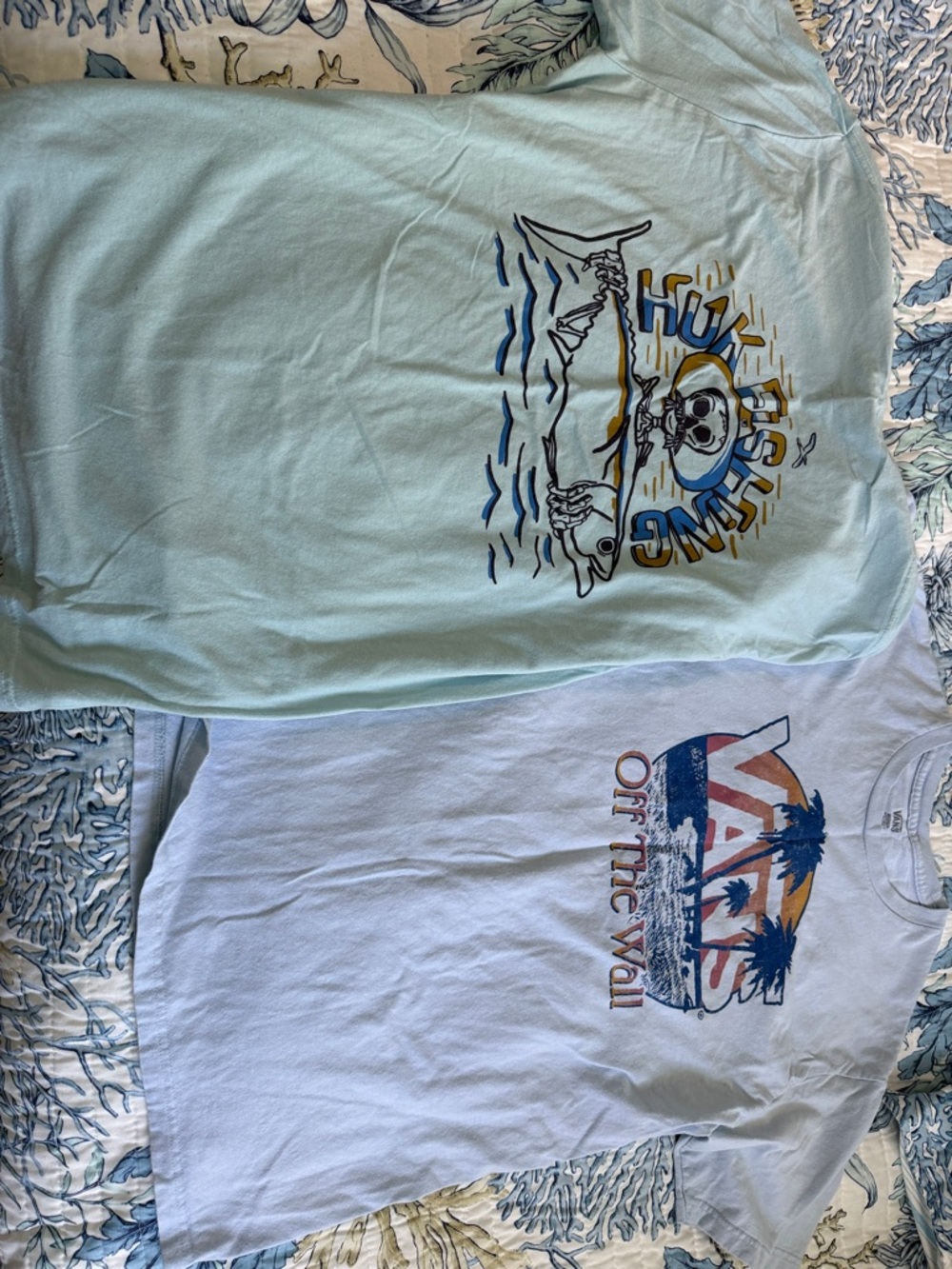 Vans Kids Light Blue Graphic Tee with Skull Surf Design